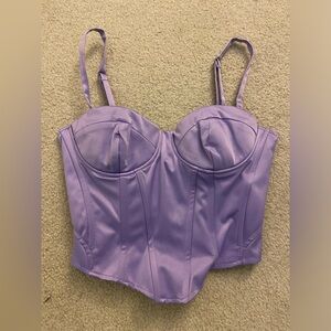 Purple Bershka Satin Zip up corset top